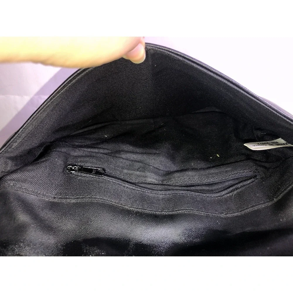 Vtg Y2K Black‎ Leather Shoulder Bag 2000s Cabin Creek Flap Purse SCRATCHED